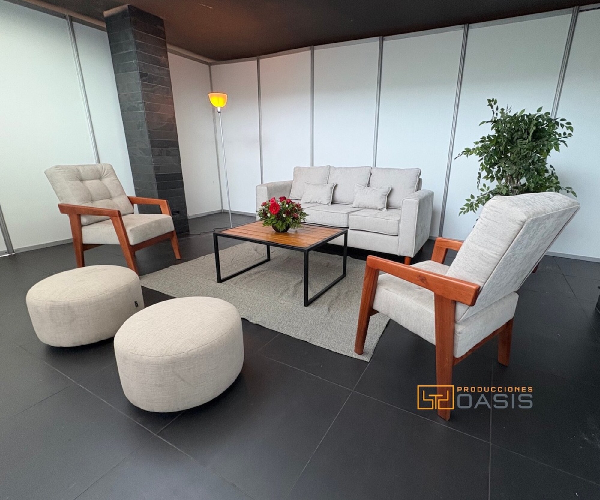 Mobiliario lounge en lobby de hotel